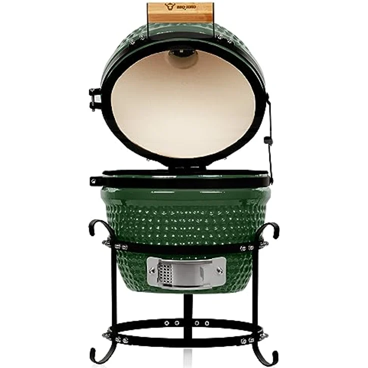 BBQ-Toro Kamado Grill | Holzkohlegrill Haiiro Ø 32 cm mit Thermometer, Holzgriff | Kamado Keramikgrill, Mini Holzkohlegrill, Mini Kamado Grill, Keramik Grill, Kamado BBQ, Ceramic Grill (Green) - Preisvergleich – Bild 4