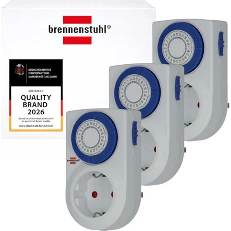 Brennenstuhl 3er Set Zeitschaltuhr MMZ 20, mechanische Timer-Steckdose mit 24 Stunden Programm und erhöhtem Berührungsschutz – Bild 1