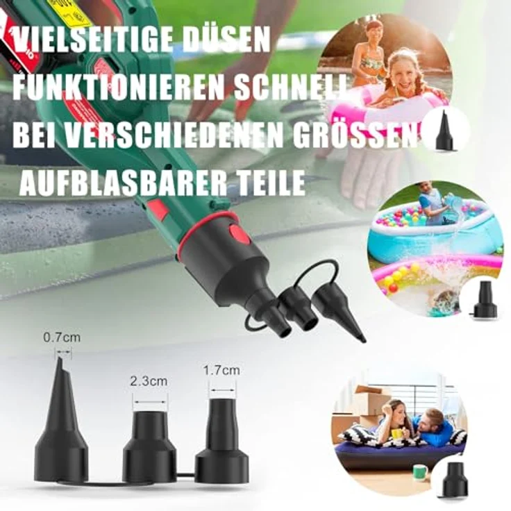 HYECHO Laubbläser 223 km/h, Akku 18V 4,0Ah mit 3 Aufblasdüsen, ergonomisch, Grün – Bild 5