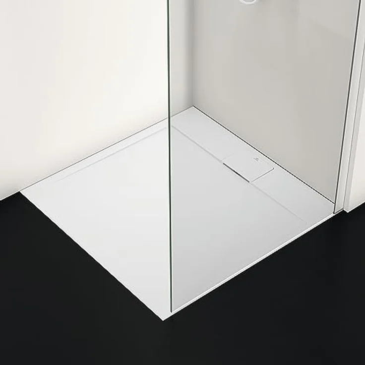 Ideal Standard Ultra Flat S i.life Duschwanne, quadratisch 90 x 90 cm, Kunstharz, mit verstecktem Ablauf, mattes Finish, weiß, rutschfest – Bild 5