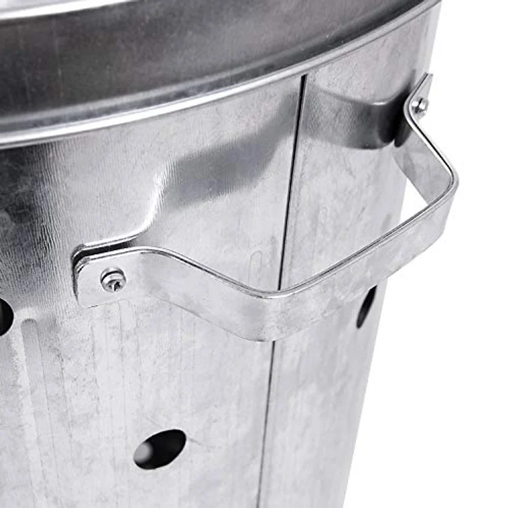 FineHome XL Feuertonne 75 Liter, verzinkte Feuerschale aus Metall, Gartenabfall Verbrennungstonne mit Kamindeckel und stabilen Füßen – Bild 4