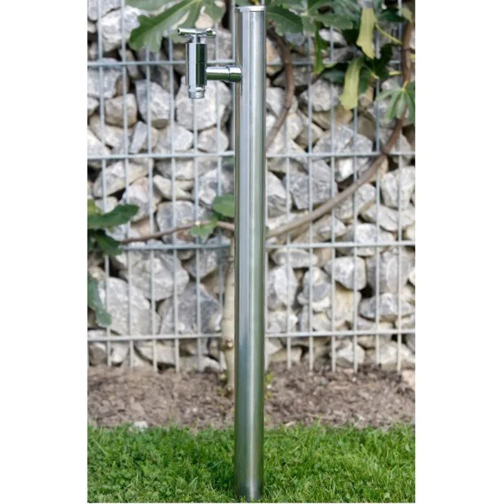 Ideal Eichenwald Gartendusche Modell 71 Typ K, Edelstahl Zapfsäule Ø 48 mm mit Einhandventil, poliert