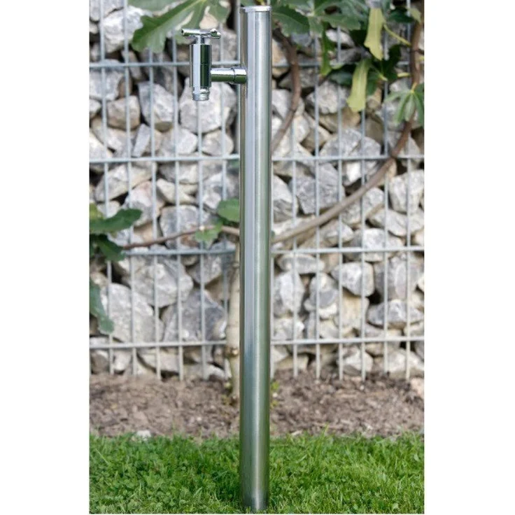 Ideal Eichenwald Gartendusche Modell 71 Typ K, Edelstahl Zapfsäule Ø 48 mm mit Einhandventil, poliert