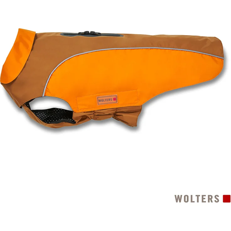Wolters Regenjacke Easy Rain, Hundemantel für Mops & Co. 34 cm, braun/orange, wasser- und schmutzabweisend, PFC-frei, mit Reflektoren und Geschirröffnung
