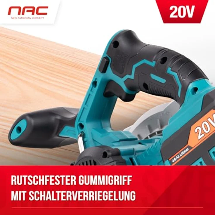 NAC Handkreissäge NEW AMERICAN CONCEPT, Akku-Kreissäge mit Laserführung, 20 V, 165 mm Sägeblattdurchmesser, ohne Akkus und Ladegerät – Bild 7