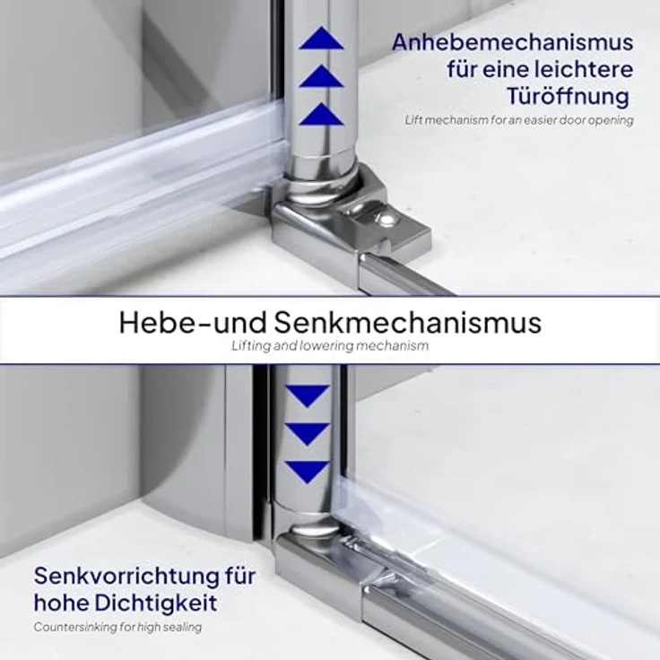 i-flair Duschtür 100-104 cm, Höhe 195 cm, teilsatiniertes 6 mm ESG Sicherheitsglas mit doppelter Pendeltür und magnetischer Dichtung – Bild 6
