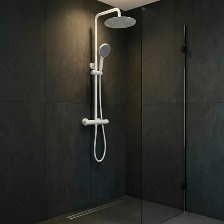 wohnwerk.idee Duschsystem Regendusche Set, Duscharmatur mit Handbrause und Thermostat, höhenverstellbar, keine Wannenauslauf – Bild 4