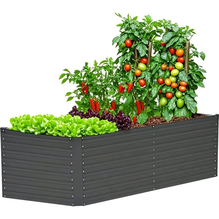 KONIFERA Hochbeet Emmy, bodenloses Gartenbeet aus verzinktem Stahl, anthrazit, mit Verstrebungen für mehr Stabilität, 190 x 80 x 60 cm