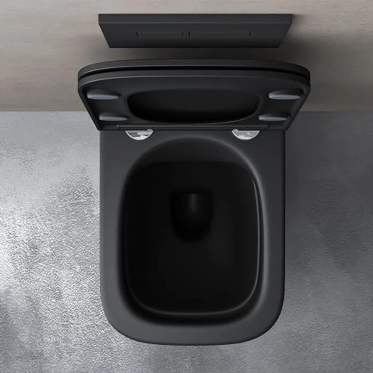 doporro Hänge-WC Spülrandlos Hänge-Toilette mit Tiefspüler inkl. Soft-Close Absenkautomatik matt schwarz aus Keramik Wandmontage Aachen112 – Bild 3