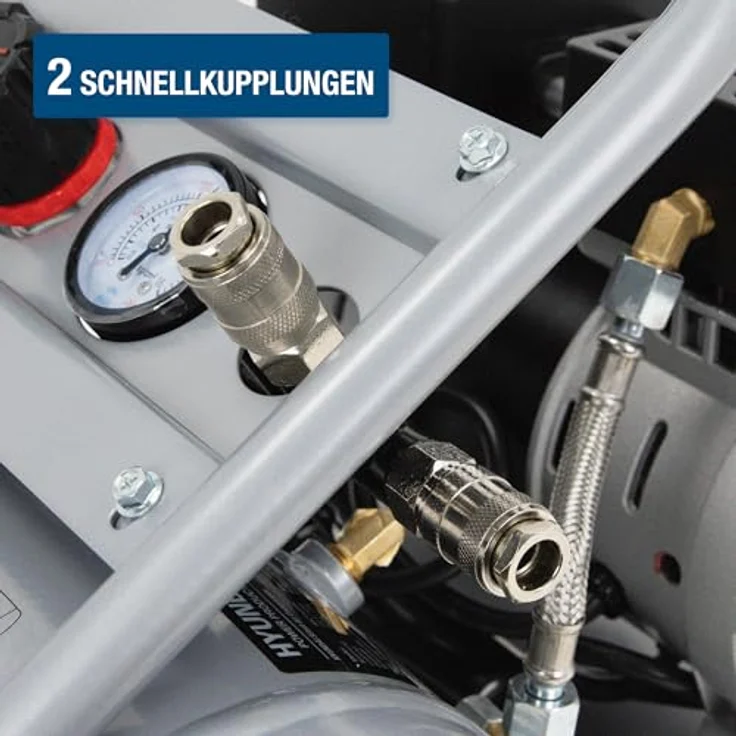 HYUNDAI Silent Kompressor SAC75008IC, tragbar, ölfrei, 8L, 9 bar, 49 dB, 750 W / 1 PS – Bild 6