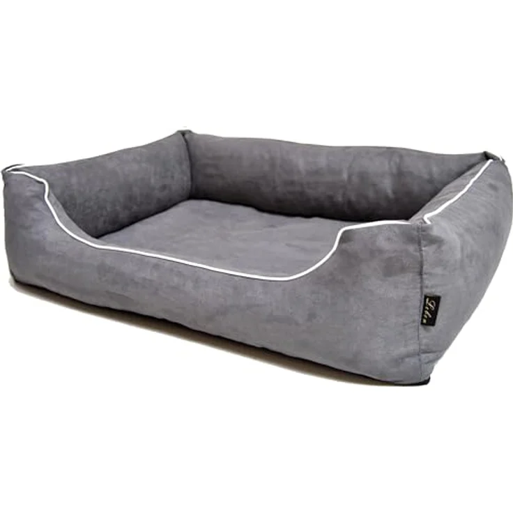 Lebon 839100 Lea-02 Hundebett, grau - Kuscheliges Hundebett in Wildleder-Optik, abnehmbarer Bezug, weicher Schaumstoff, eleganter Einstieg – Bild 1