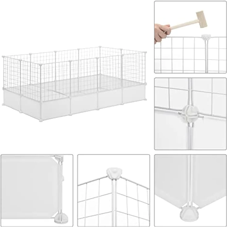 EUGAD Freigehege für Kaninchen, Freilaufgehege Kaninchen, Meerschweinchen Gehege, Weiß BHT 142x53x71cm – Bild 5