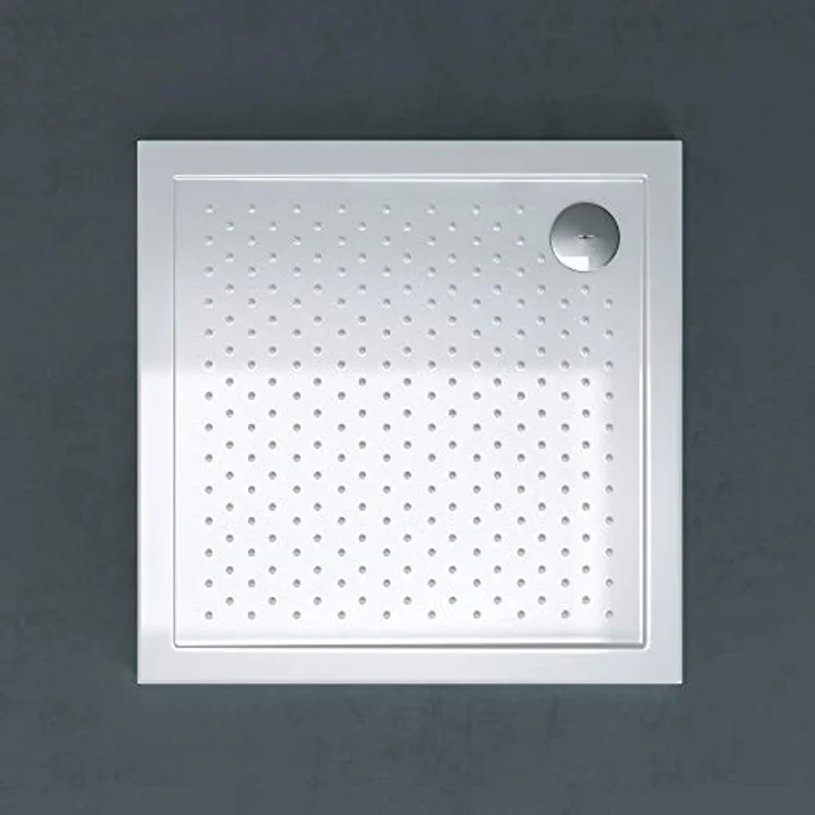 doporro Lucia1AR Duschwanne, quadratische Anti-Rutsch Duschtasse aus Acryl mit DIN-Anschlüssen, flach ohne Ablaufgarnitur – Bild 4