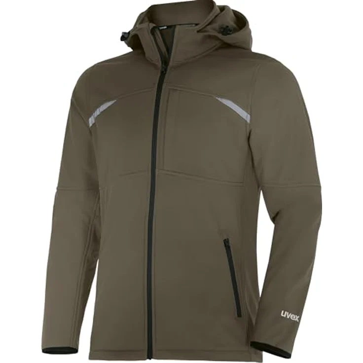Uvex Safety uvex suXXeed craft, Softshelljacke in grün khaki, XXL mit weitenverstellbarer Kapuze und Reflexdetails – Bild 1