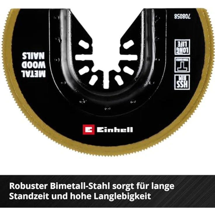 Einhell BiM-TiN-Sägeblatt, halbrund, Ø 88 x 0,6 mm, titanbeschichtete Zähne und Schnellwechselfunktion – Bild 4