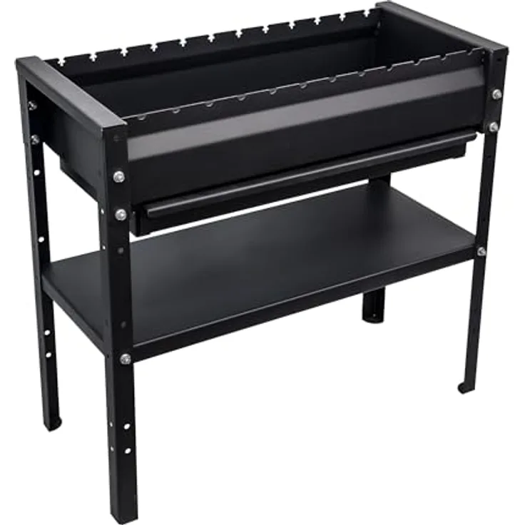 Kvota Mangal Grill 80 cm, Holzkohlegrill aus 2 mm Stahl, höhenverstellbare Ablage, 12 manuell drehbare Spießauflagen, Ascheschublade, inkl. Zange & Schürhaken