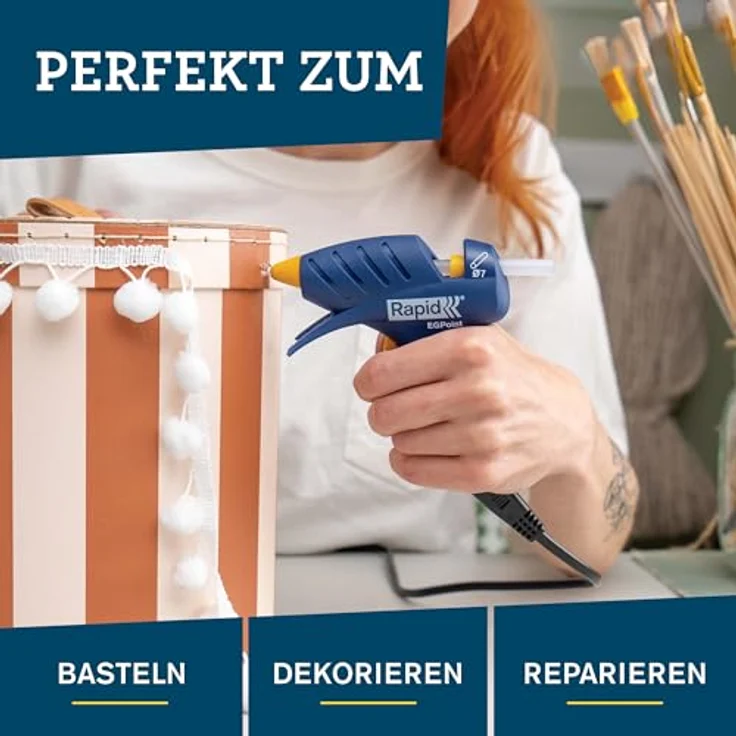 Rapid EG Point kabellose Heißklebepistole, Präzisionsdüse, 7mm Klebesticks, 5-Minuten-Aufheizzeit, integrierter Ständer, leichtes Design – Bild 3