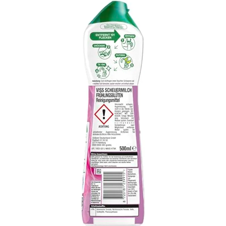 Viss Cleanboost Scheuer-Milch Frühlingsblüten 500ml (1er Pack) Allzweckreiniger – Bild 4