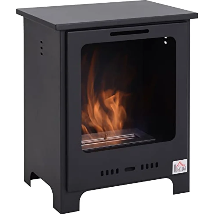 HOMCOM Ethanol-Kamin Bio-Ethanol-Brenner 0,9 L 3 Stdn. Brenndauer kein Rauch Metall 40 x 30 x 50 cm – Bild 1
