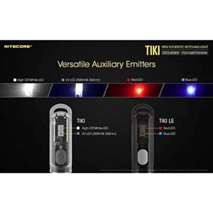Nitecore LED Taschenlampe TIKI - 300 Lumen, mit UV, Micro-USB in Silber – Bild 3