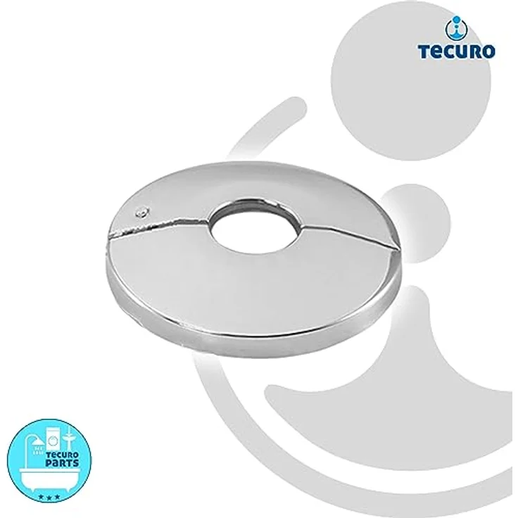 tecuro Scharnierrosette Ø 27 mm x Ø 66 mm x 12 mm - Messing verchromt, zur sauberen Verkleidung von Leitungsrohren und/oder für den Abschluss eines Bodenbelages – Bild 2
