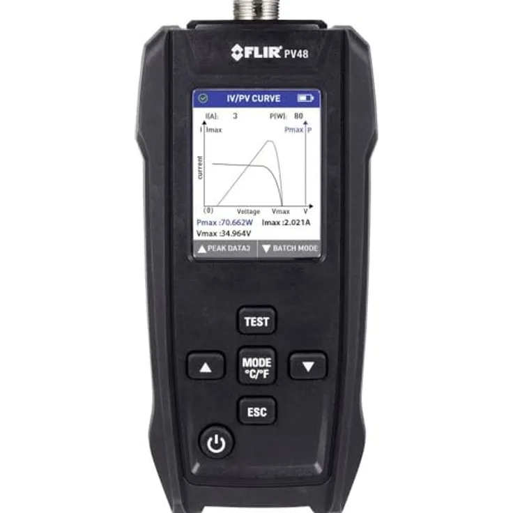 FLIR PV48, Solarmodultester und IV-Kurvenschreiber mit Temperaturmessungen, grafische Datenanalyse bis 800 W pro Panel