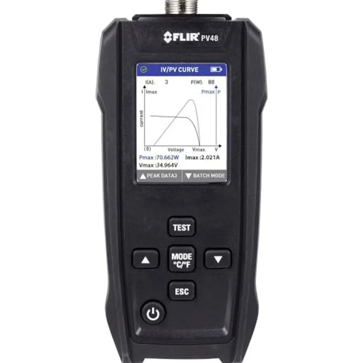 FLIR PV48, Solarmodultester und IV-Kurvenschreiber mit Temperaturmessungen, grafische Datenanalyse bis 800 W pro Panel