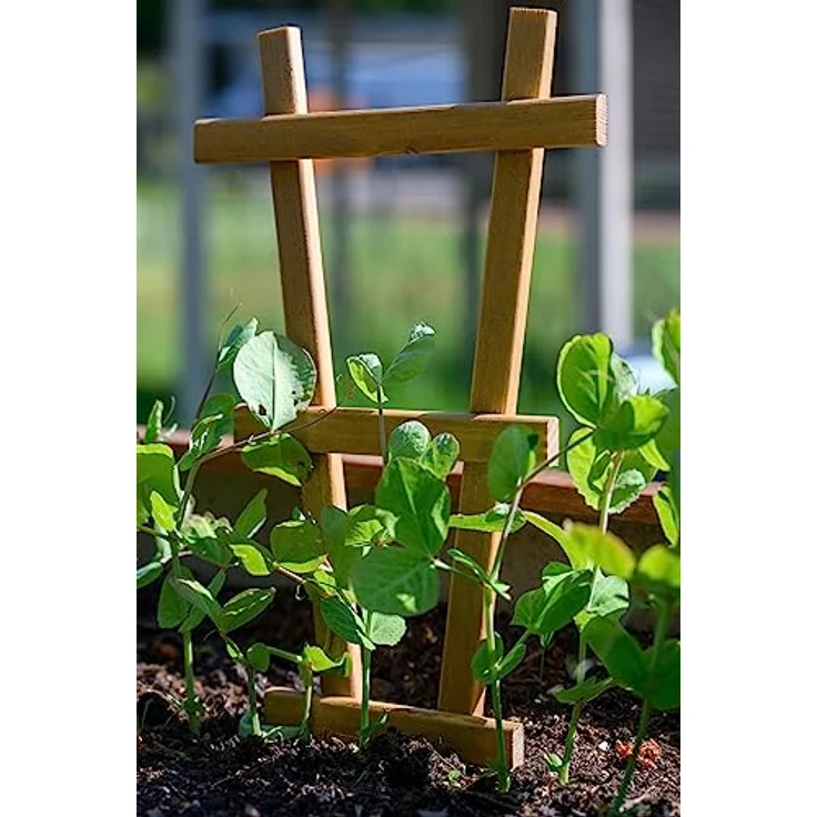 dobar® Green Label 29185FSCe Dekorative Blumentopf-Rankhilfe Sorento| 4er-Set Rankgitter aus Holz | 19 x 1,4 x 39 cm | Pflanzstütze Gr. M | Braun – Bild 4