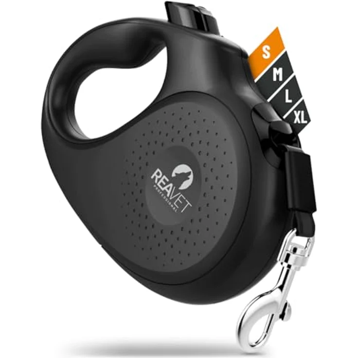 ReaVET Rollleine Hundeleine ausziehbar 5m für kleine Hunde (S) I Ergonomischer & Rutschfester Griff I Hundeleine Einziehbar, Robuste Ausziehleine mit Brems-Stopp-System I Leine Hund bis 15kg – Bild 1