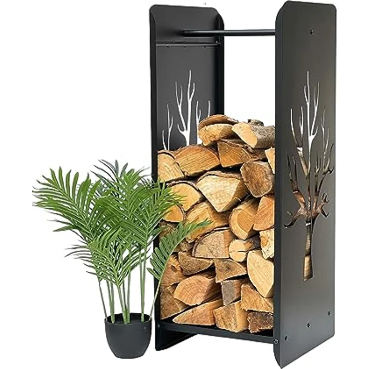 DanDiBo Kaminholzregal 10-1470, stabiler Kaminholzständer aus pulverbeschichtetem Metall, schwarz, 100 cm hoch – Bild 5