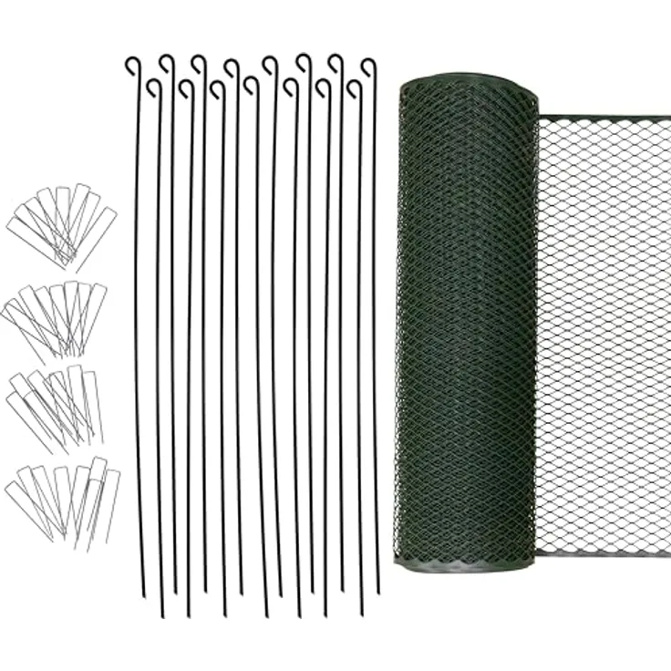 Kerbl Hobbyfarming Universalzaun MultiFence, Geflügelzaun 25m x 90cm aus robustem Kunststoff, flexibler mobiler Zaun für Hühner und Kleintiere, schnelle Installation, grün