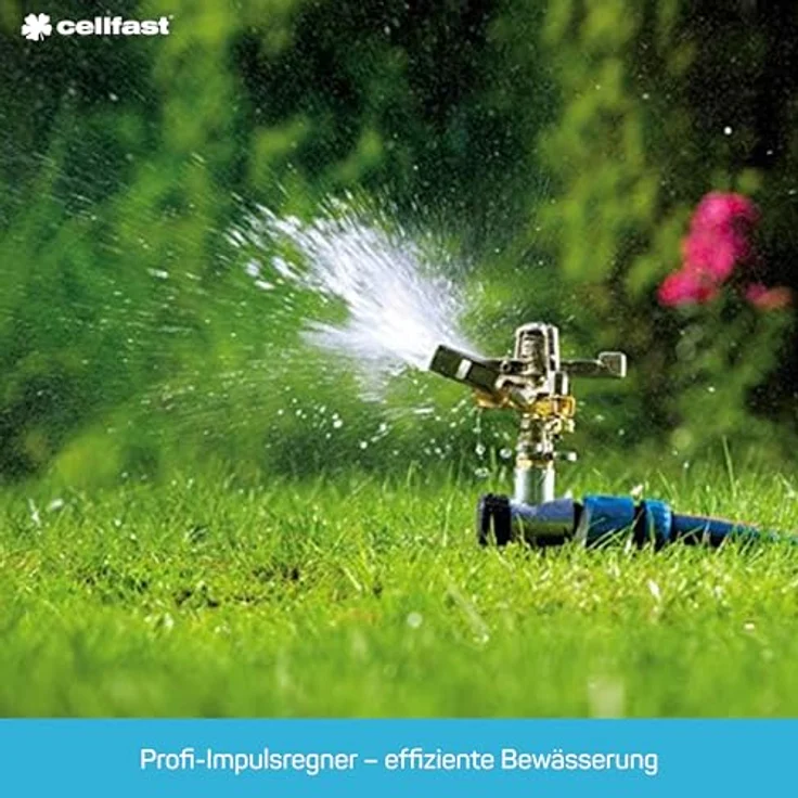Cellfast Pulsationssprenger, Rasensprenger, Impulsprenger LU zur Bewässerung Flächen bis 530 m², massiv aus Metall, Kreisregner 360°, 52-160 – Bild 5