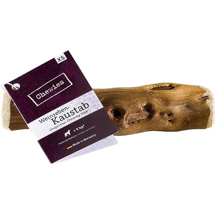 Chewies Kauknochen aus Weinreben für Hunde - Kau-Spielzeug natürlich, nachhaltig, mineralstoffreich, Holz ohne Schadstoffe (geprüft) - Größe XS: Für Hunde bis 5 kg Körpergewicht