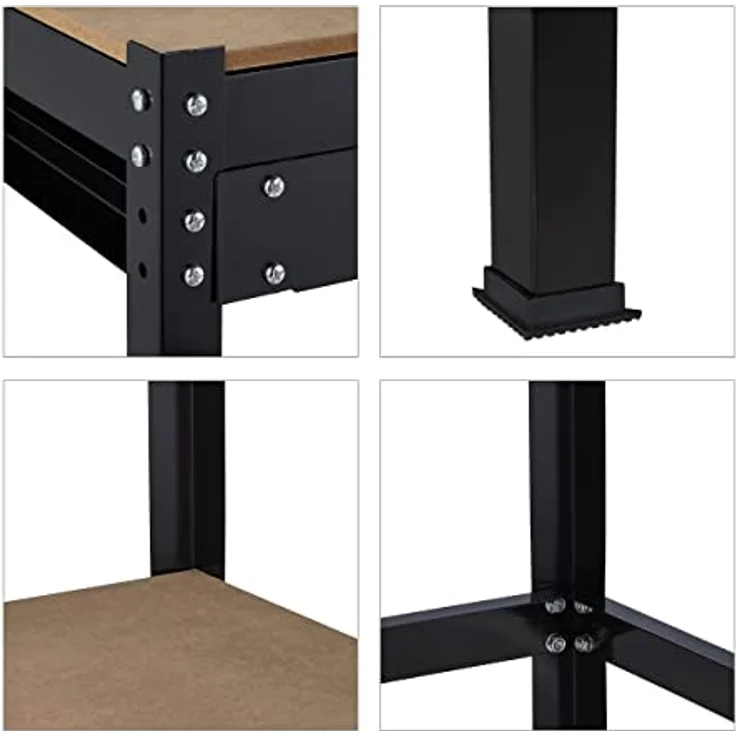 Relaxdays Werkbank Werkbank mit Schublade, Stahlkonstruktion in Schwarz, robust und vielseitig einsetzbar – Bild 9