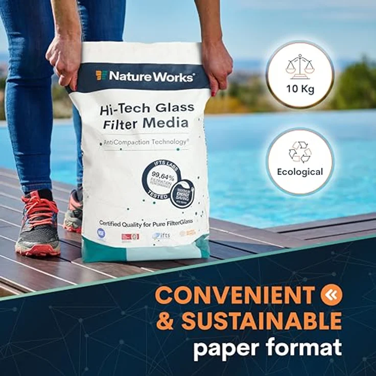 Nature Works Hi-Tech Glas Filtermedium, Korngröße 0,6 - 1,2 mm, Recyclingglas für modernes Pool-Zubehör – Bild 7