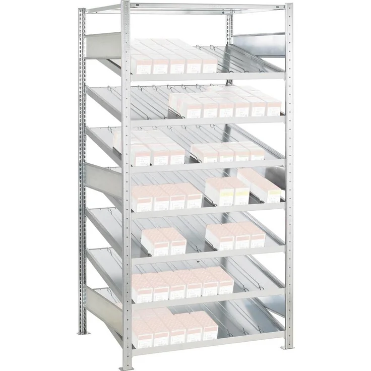 Schulte Lagertechnik MULTIplus150, Kellerregal mit Trenn- und Seitenführung, verzinkt, 2000 x 1000 x 500 mm, 7+1 Fachböden