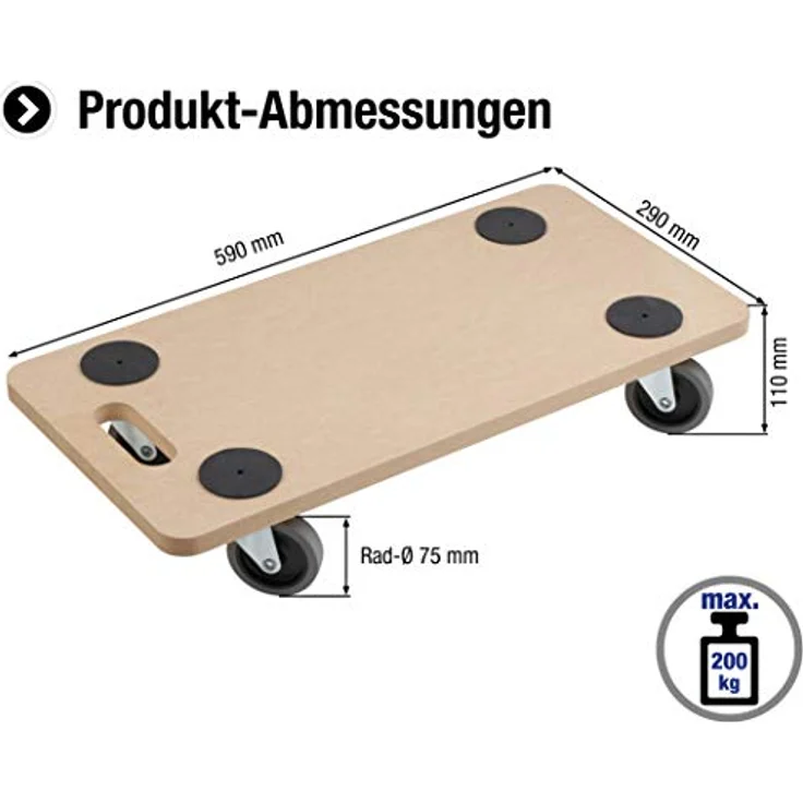 Meister Werkzeuge 0821300 Plattformwagen MDF Traglast (max.): 200kg – Bild 2