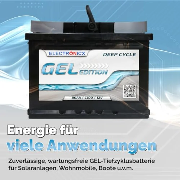 Electronicx Gel Batterie 80 AH 12V, wartungsfrei und gasungsfrei, ideal für Wohnmobil und Boot – Bild 3