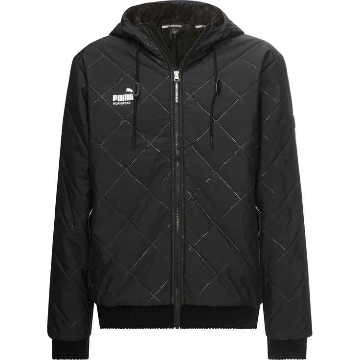 PUMA Workwear Winterjacke ESSENTIALS mit Kapuze und Steppmuster für Herren, Premium Winter-Arbeitsjacke in Schwarz