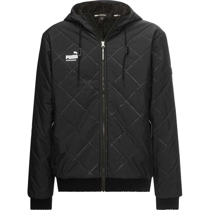 PUMA Workwear Winterjacke ESSENTIALS mit Kapuze und Steppmuster für Herren, Premium Winter-Arbeitsjacke in Schwarz – Bild 1