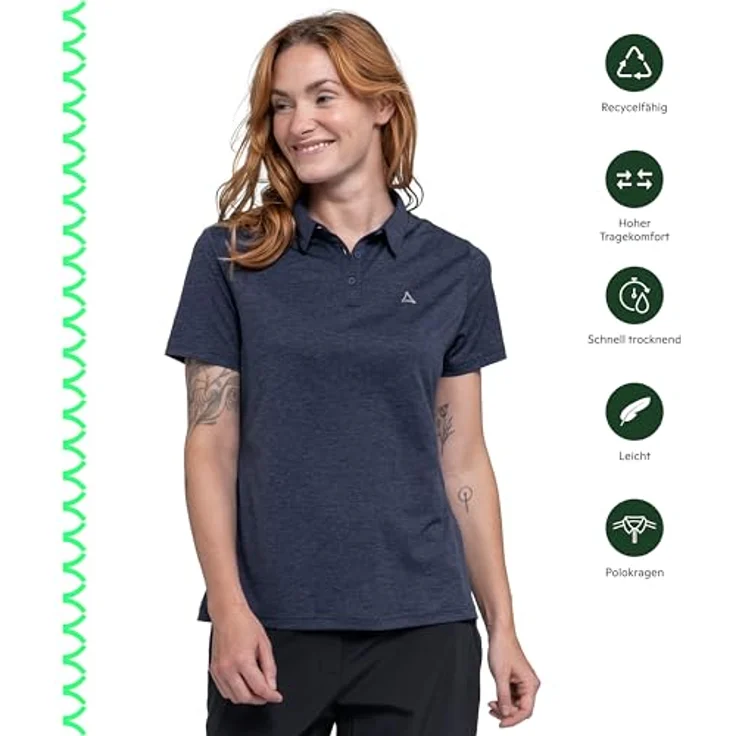 Schöffel Funktionspolo Circ Tauron, Damen Shirt, schnell trocknend, federleicht, blau, Größe 42 – Bild 2