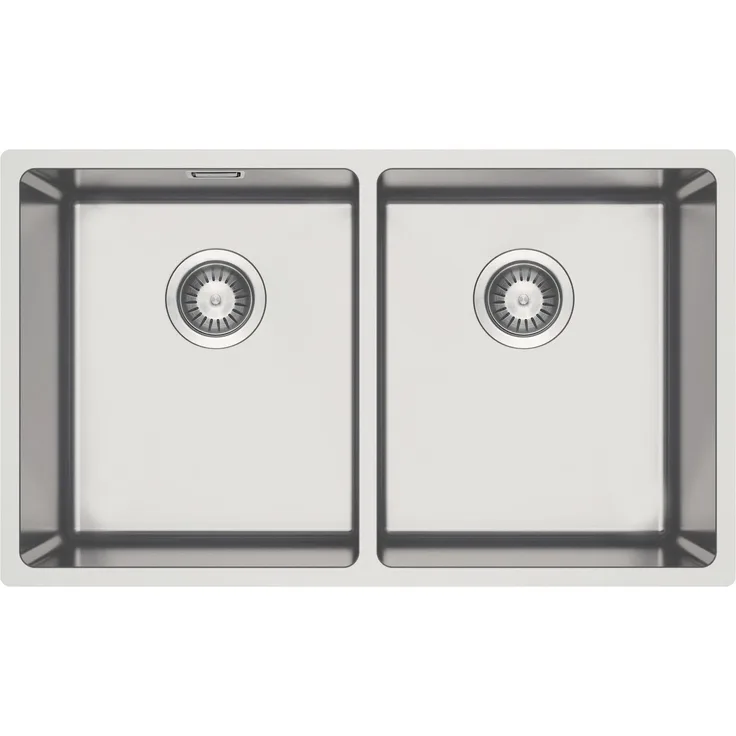 DEANTE Stahlspülbecken, 2-Becken Unterbau, gebürsteter Stahl, wandhängend