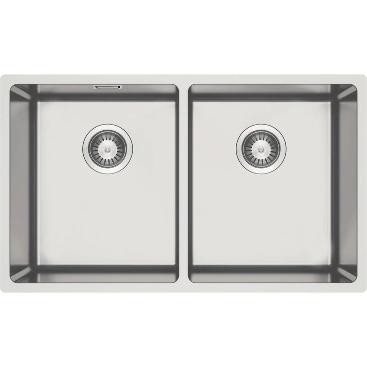 DEANTE Stahlspülbecken, 2-Becken Unterbau, gebürsteter Stahl, wandhängend