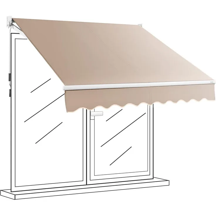 KOMFOTTEU Markise Terrassenmarkise für Sonnenschutz & Regenschutz, 245x250 cm, Aluminiumrahmen, beige
