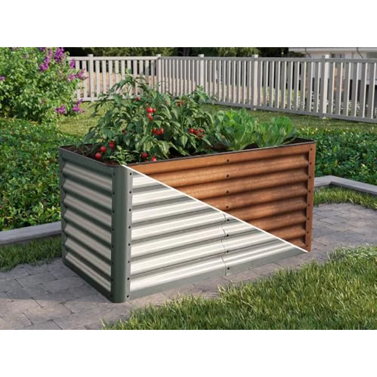 GFP Primeyard Luca Cortenstahl-Hochbeet 120x60x35 cm, stabiles Gartenbeet mit natürlicher Rostoptik, sicherem Kantenschutz und ganzjährigem Einsatz – Bild 3