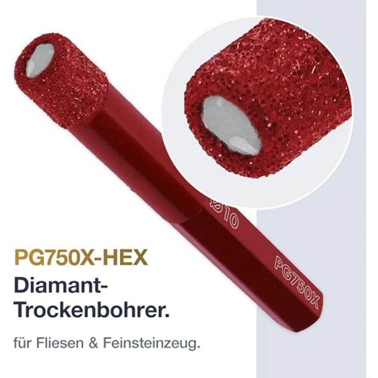 MARCRIST Fliesenbohrer PG750X-HEX 10mm, Präzisionsbohrer für Fliesen und Keramik – Bild 2