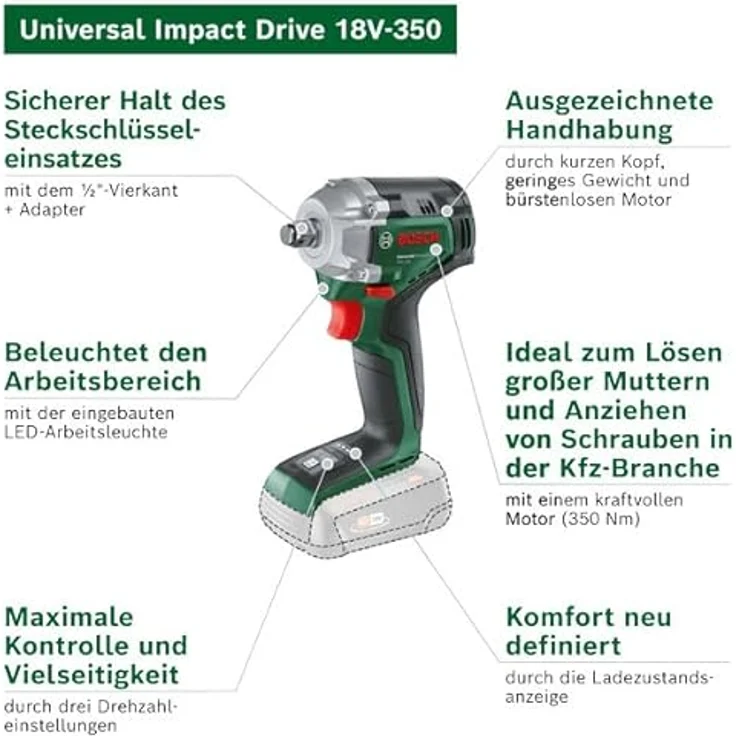 Bosch UniversalImpactDrive 18V-350, kompakter Akku-Drehschlagschrauber mit 350 Nm Drehmoment und bürstenlosem Motor – Bild 4
