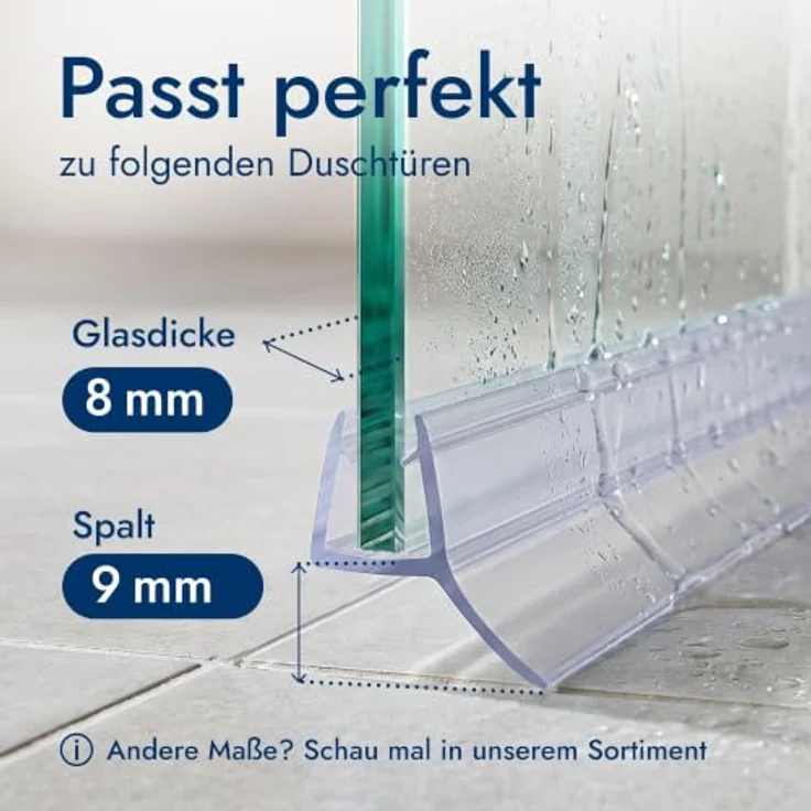 Bagnoxx Duschdichtung Anschlagdichtung, 2m, 135 Grad, 8mm Glasstärke, transparente PVC-Duschlippe für einseitige Türöffnung, auch für Badewanne – Bild 3