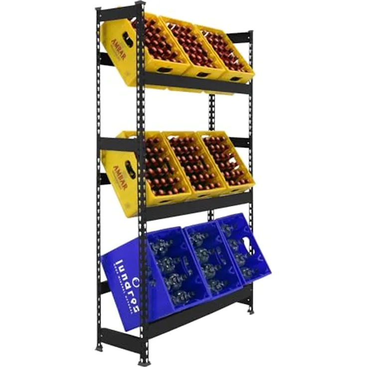 Simon Rack Simonrack Getränkekistenregal, 9 Kästen, Flaschenregal, Getränkekistenhalter, Kistenregal, Antracite - Simonbottle, Tragfähigkeit bis zu 100 kg pro Regalboden, europäische Qualität