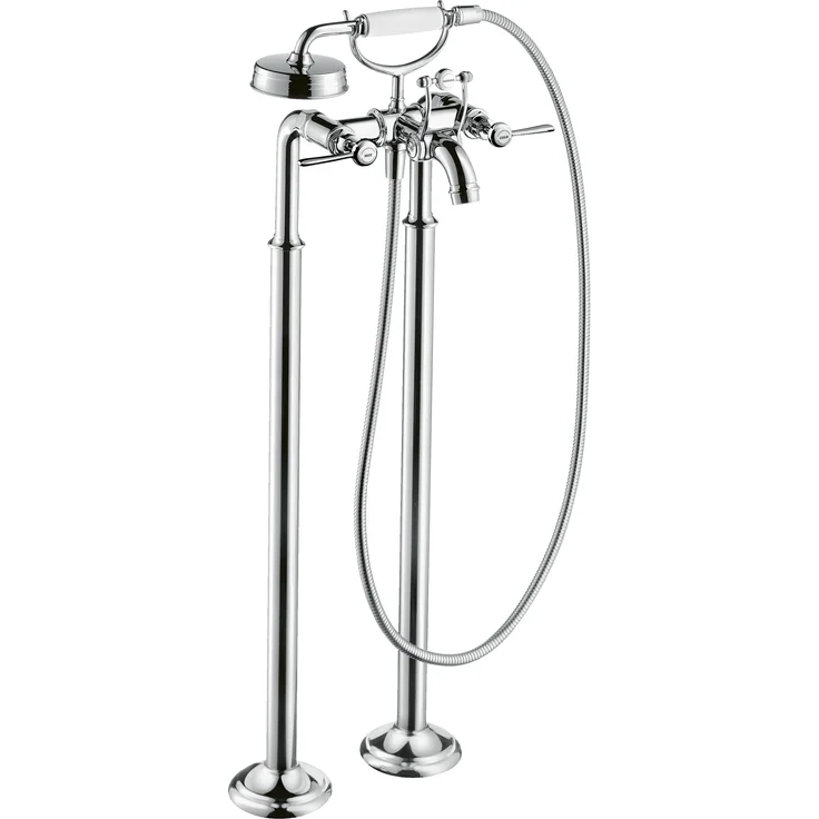 hansgrohe AXOR MONTREUX 2-Griff-Wannenarmatur DN 15, bodenstehend mit Hebelgriffen, verchromt, integrierte Brausehalterung, keramische Ventile, max. 22 l/min